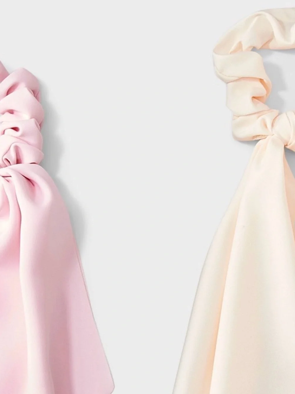 Wild Fable Satin Hair Scarf Scrunchies Pink & Cream Bow Ponytail Holder NWT